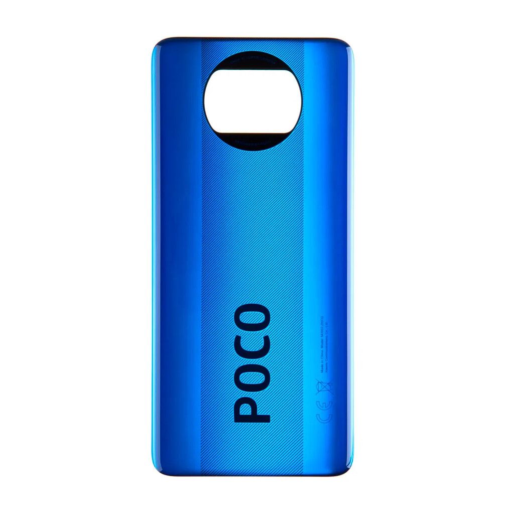 tapa trasera xiaomi poco x3 con logo sin lente azul