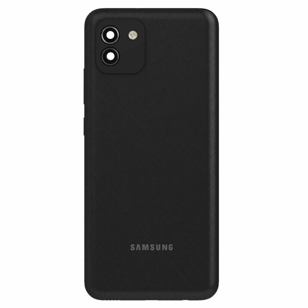 tapa trasera samsung a03s con logo con botonera volumen negro 