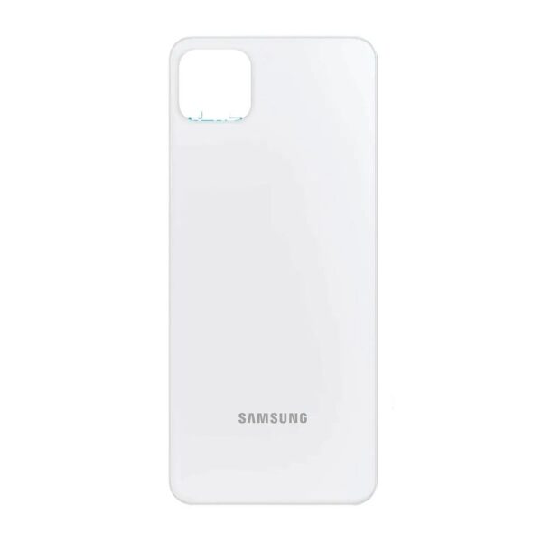 tapa trasera samsung a22 5g con logo sin lente blanco 