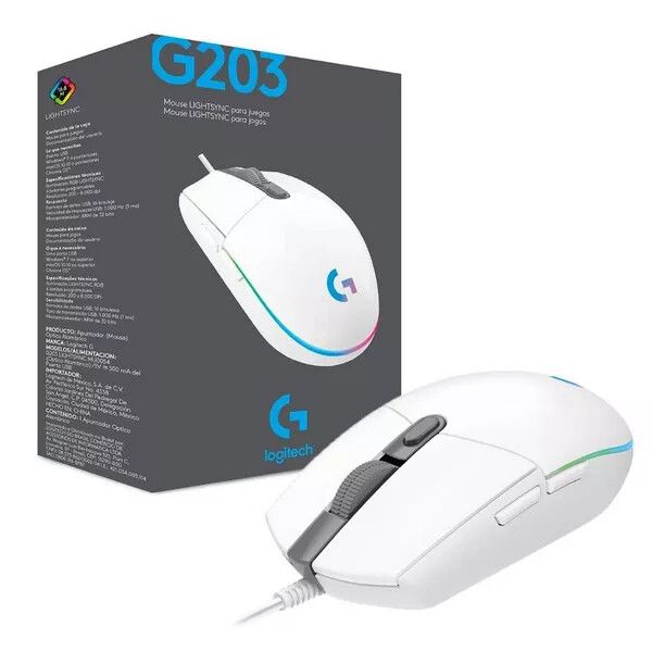 mouse gamer logitech g203 lightsync white
