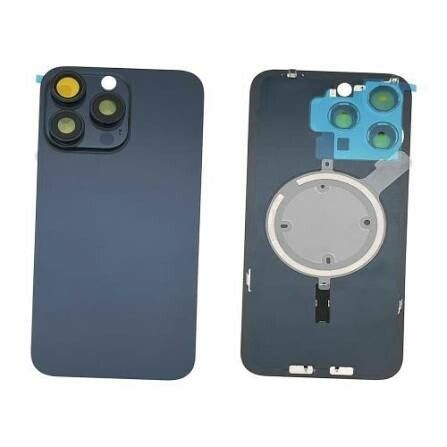 tapa trasera iphone 15 pro con lente y carga inalmbrica azul