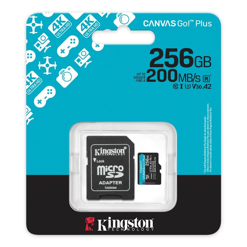 micro sd 256gb kingston canvas go plus g4