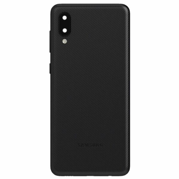 Tapa Trasera Samsung A02 - Con Logo - Con Lente - Negro