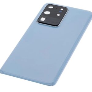 Tapa Trasera Samsung S20 Ultra - Con Logo - Con Lente - Azul 