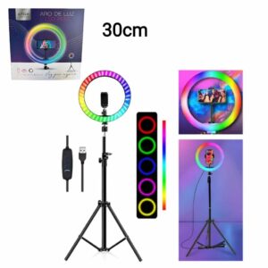 ARO DE LUZ LED AITECH 36 CM RGB CON TRIPODE