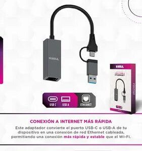 ADAPTADOR ETHERNET A USB Y TIPO C