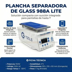 Plancha Separadora De Pantallas 7'' 120°c 988A - GTOOLS